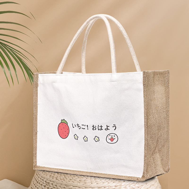 Canvas bag spot wholesale cotton and linen tote bag student shopping bag linen bag gift printed logo linen bag