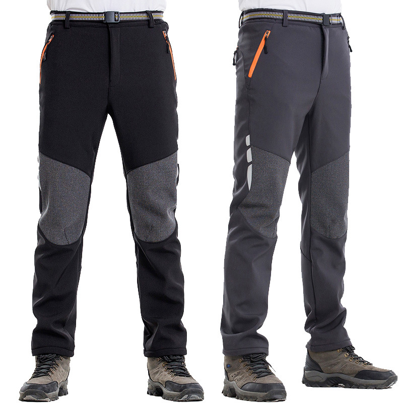 Picture of Men's Outdoor Sports Assault Pants with Velvet and Thickeneding for Autumn and Winter Large Size Waterproof Soft Shell Fleece Ski Mountaineering Pants