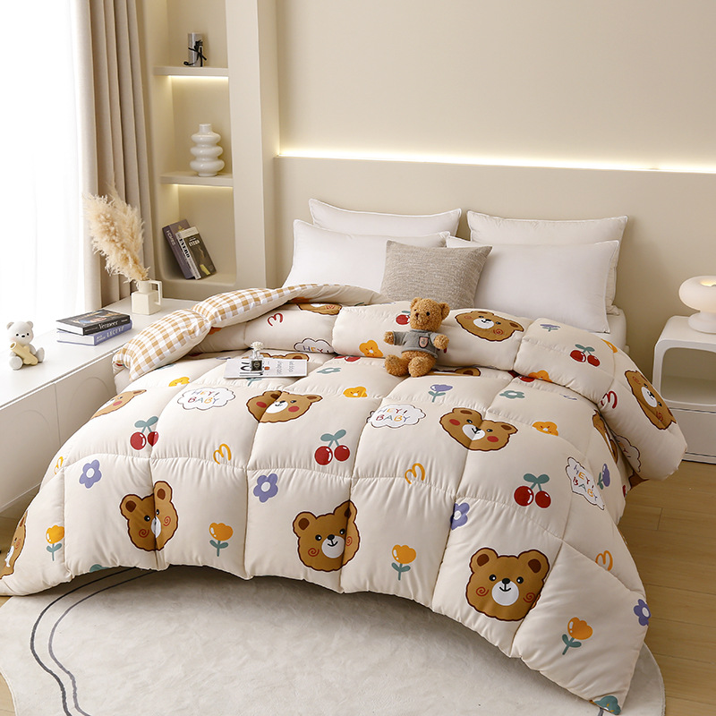 Picture of Factory wholesale thick warm winter quilt single student dormitory quilt double core bedding four seasons feather silk quilt