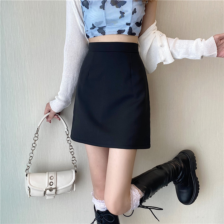 Picture of Black Crotch Covering Skirt Women's Autumn 2023 New High Waist Slim A- line Hip Skirt Small Short Skirt
