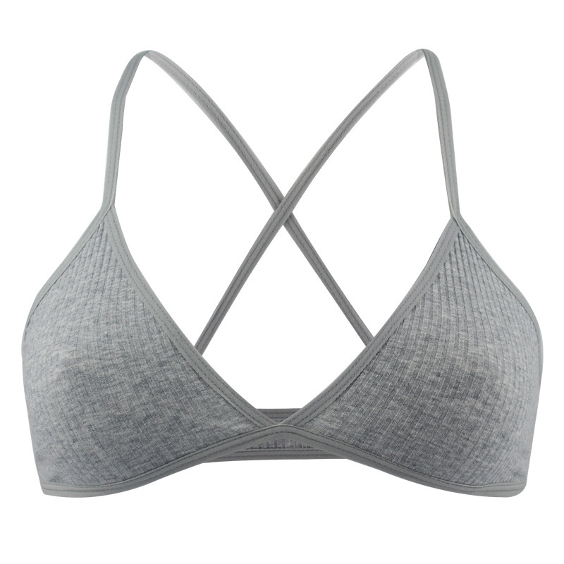 Picture of Thin cotton bralette cross back triangle cup without steel ring comfortable breathable bra light thread underwear