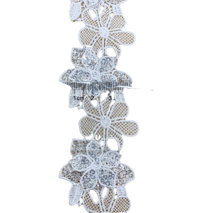 Polyester barcode home accessories wave in stock wholesale embroidered lace garment accessories water soluble beads three-dimensional lace