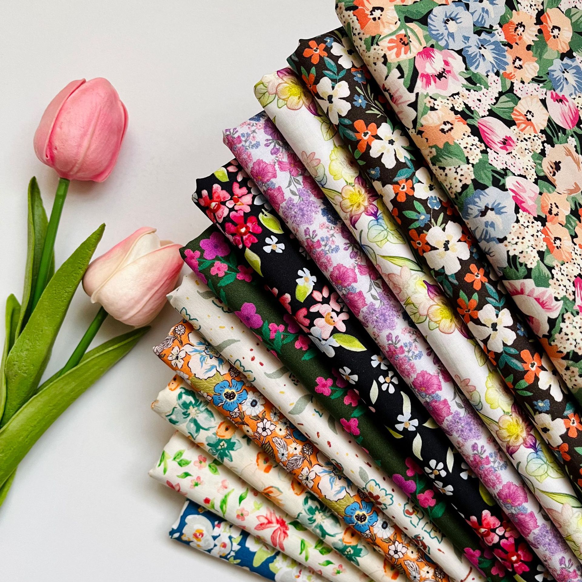 Cotton 60 Poplin Digital Printing Fabric Small Floral Bag Cheongsam dress Home Service Clothing Fabric