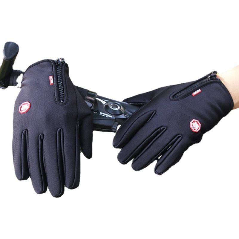 Gloves wholesale men and women cycling gloves full finger bicycle gloves outdoor sports zipper warm touch screen gloves