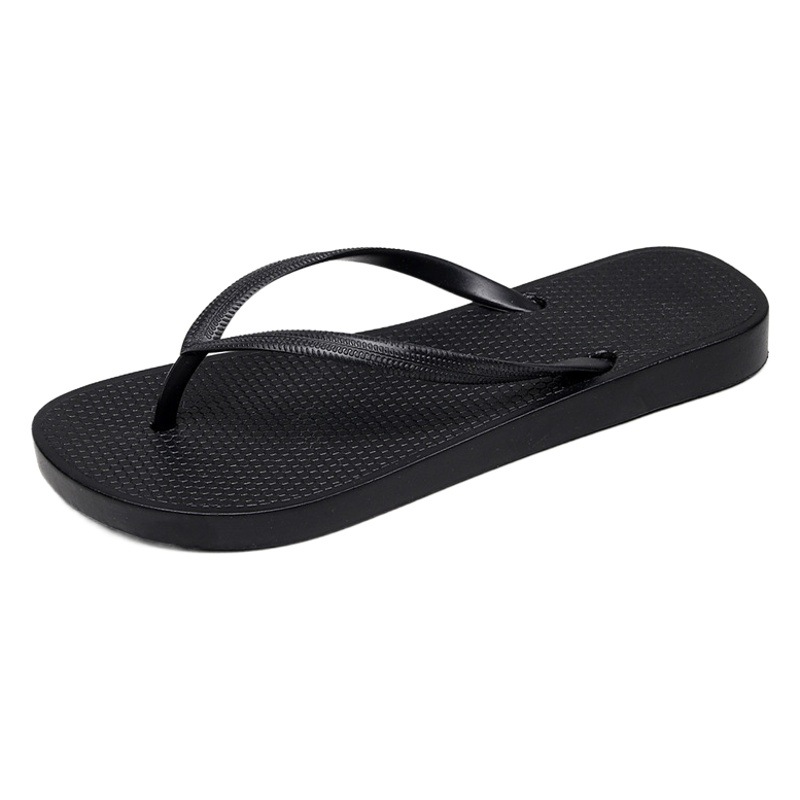 Outdoor Couple's Black Flip-Flops Men's Summer Sandals and Slippers Outdoor Flip-Flap Anti-Slip Flat Beach Shoes Fashionable