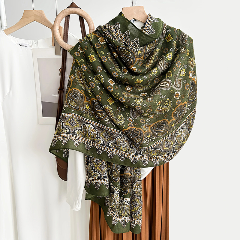Picture of Small Large Scarf Autumn and Winter Women's Cotton and Linen Scarf Summer Lunch Break Air-conditioning Room Shawl Dual-use Travel Scarf Fashion