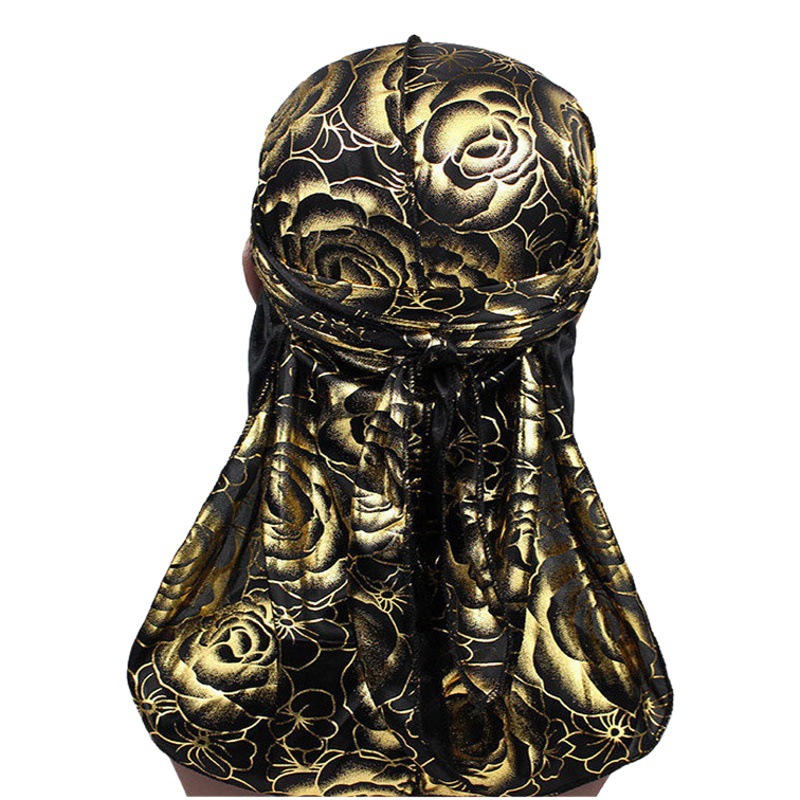 Amazon high quality supply rose silk long tail pirate hat hat hip hop cloak hat DURAG