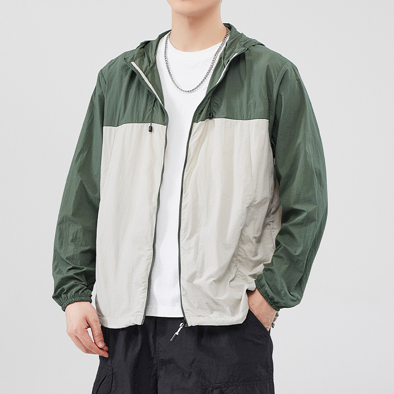 Emperor Paul Men's Sun Protection Clothing Summer Versatile Loose Color Matching Hooded High-End Anti-Uv Long-Sleeved Jacket