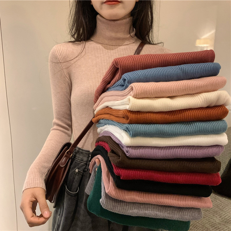 Picture of High Collar Base Shirt Women's Autumn and Winter All-match Sweater Korean Style New Spring and Autumn Slim-fit Long-sleeve Inner Knitted Top