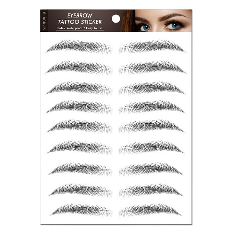 Black eyebrow stickers Brown eyebrow stickers water transfer stickers cross-border in stock suit simulation tattoo stickers