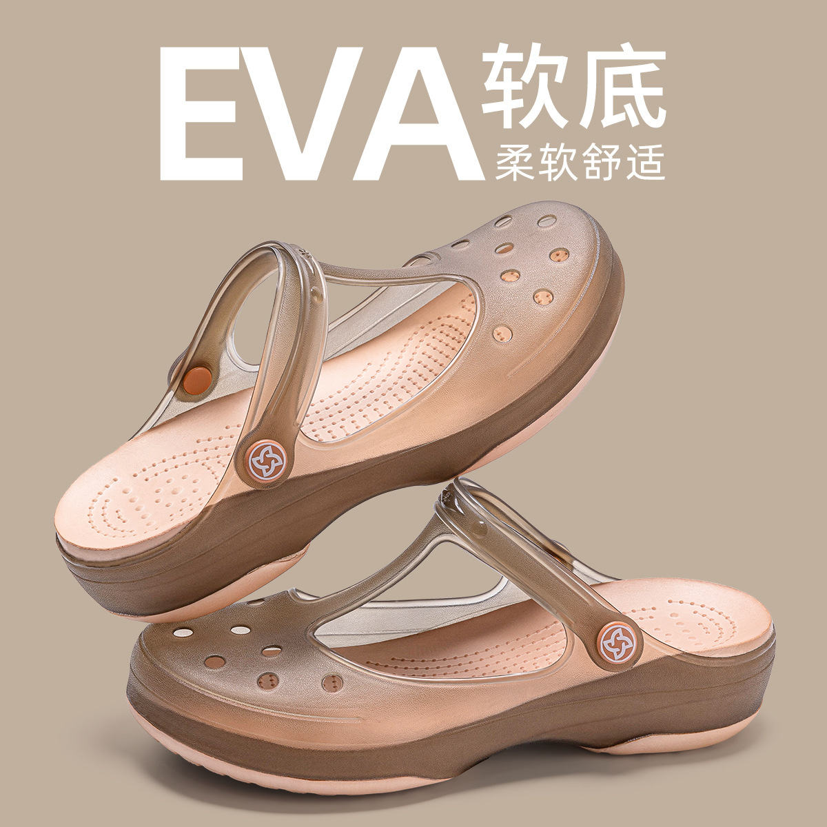 Jelly Toe-Toe Sandals for Women 2025 New Thick-Soled Non-Slip Soft-Soled Beach Clogs for Women to Wear Outside in Summer