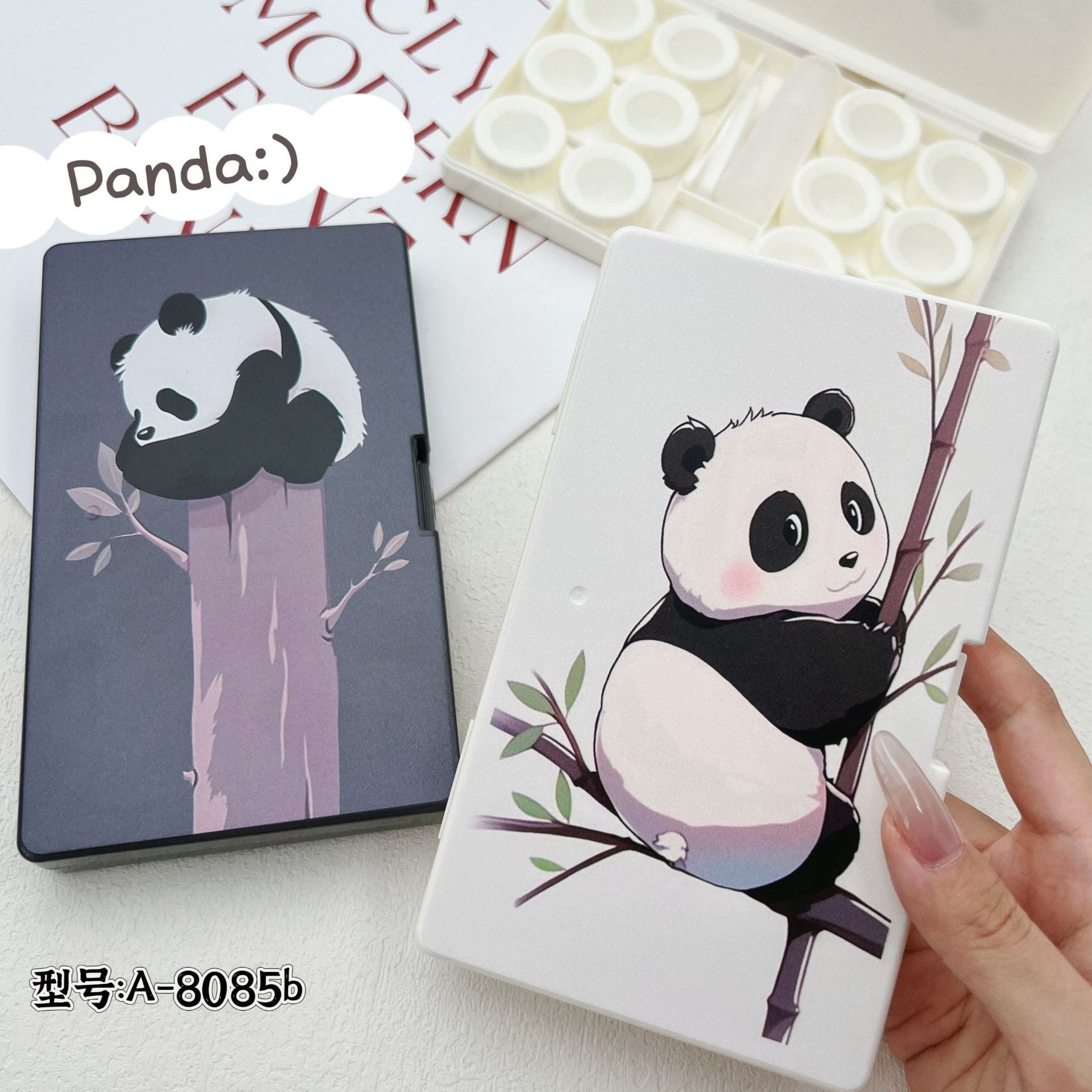 New cute multi-pack six pairs of beautiful pupil box contact lens box companion box 8085 [pattern mixed hair]]