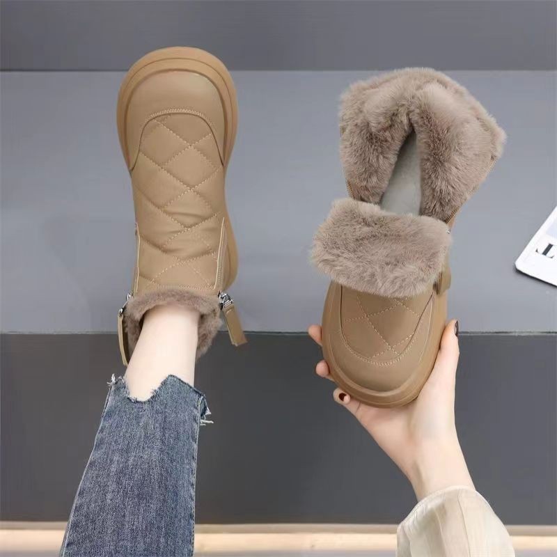 New Thick Bottom Waterproof Short Tube Snow Boots 2024 Winter fleece-lined Thickened Snow Cotton Short Boots Non-slip Bread Shoes for Women