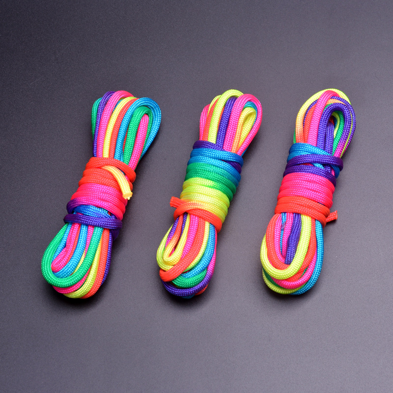 Factory wholesale outdoor 7-core umbrella rope colorful segment dyed rainbow-colored life-saving binding rope bracelet braided rope for men and women
