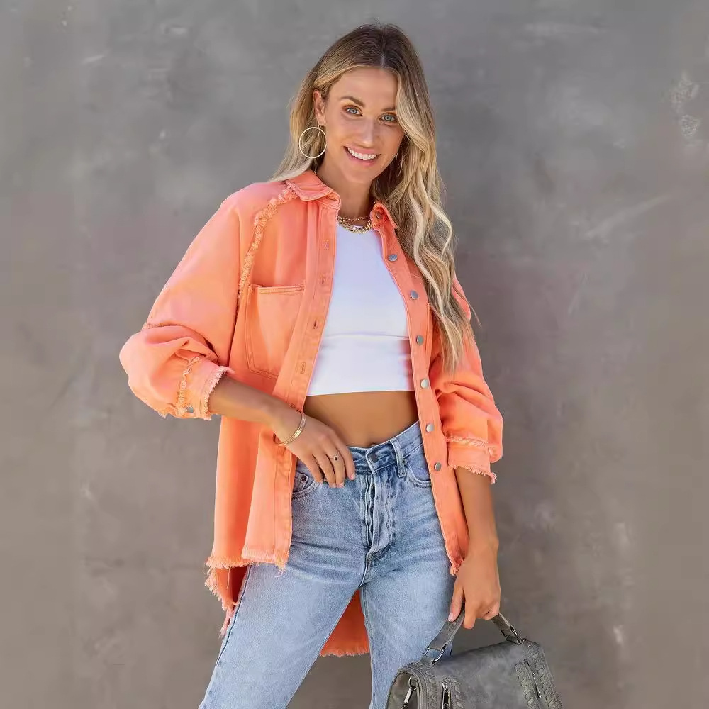 Picture of Foreign trade women's summer new European and American leisure do old tassel hole loose Denim coat cross-border Amazon women