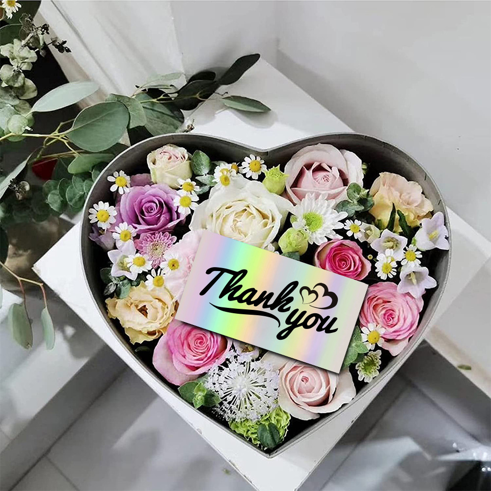 Picture of 50 sheets/pack 9*5cm Laser rainbow thank you card gift packaging thank you card foreign trade cross-border wholesale