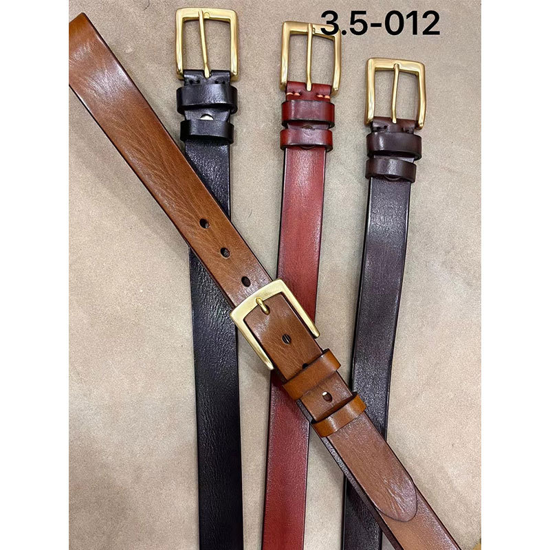 Factory First Layer Cowhide Belt J012 # 3.5 Wide Copper Pin Buckle Top Layer Leather Belt Simple Versatile Cowhide Trouser Belt Wholesale