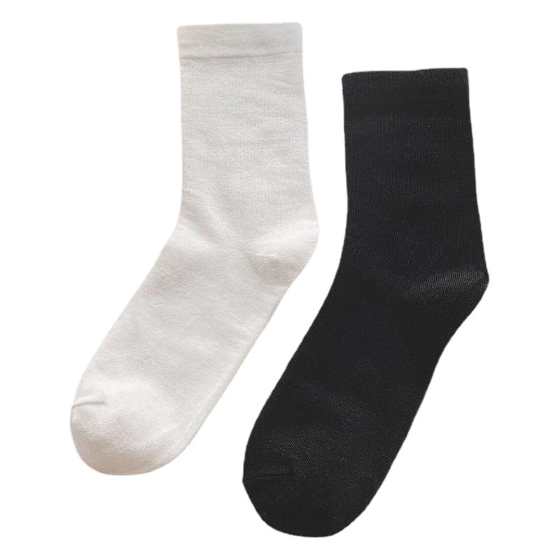 Yuezi Socks Boneless White Socks Cotton Stockings Women's Simple All-match Solid Color Four Seasons Internet Celebrity Mid-length Socks Women's Stacked Socks