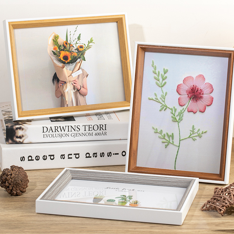 Picture of Cross-border creative solid wood picture frame 6 inch a4 photo frame table advanced sense wooden handmade DIY living room decorative wall frame