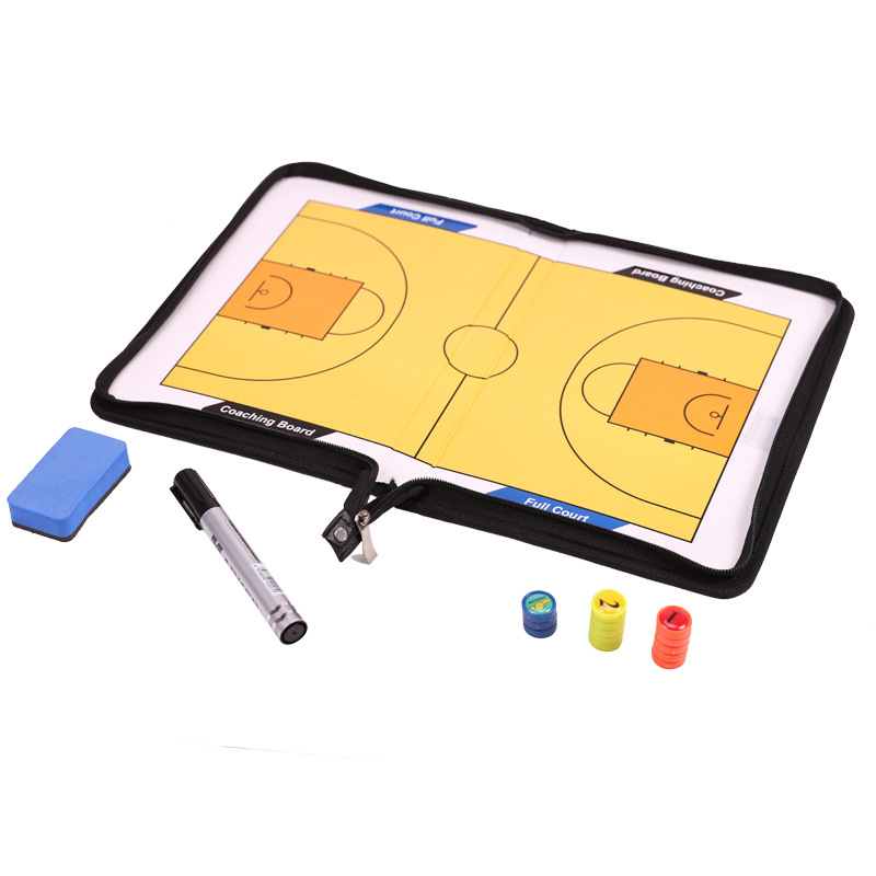 Picture of Two-fold zipper coach sand table tactical plate football basketball tactical plate folding magnetic belt zipper PU leather