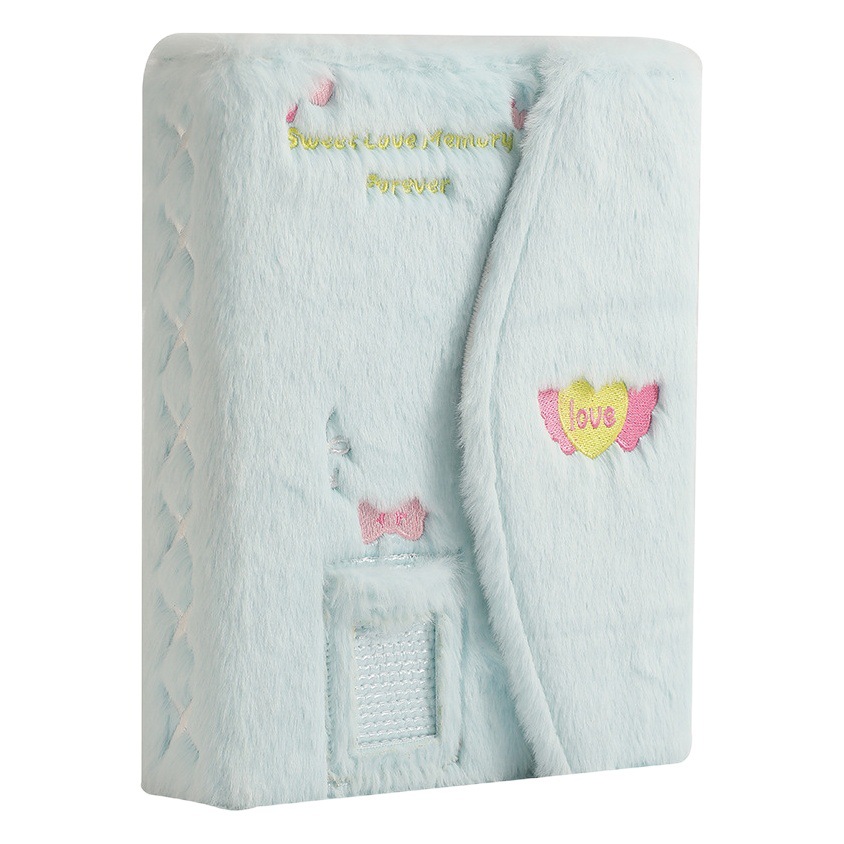Hisocute embroidered plush six-hole magnetic album Girl A5 four-grid card book student three-inch storage book
