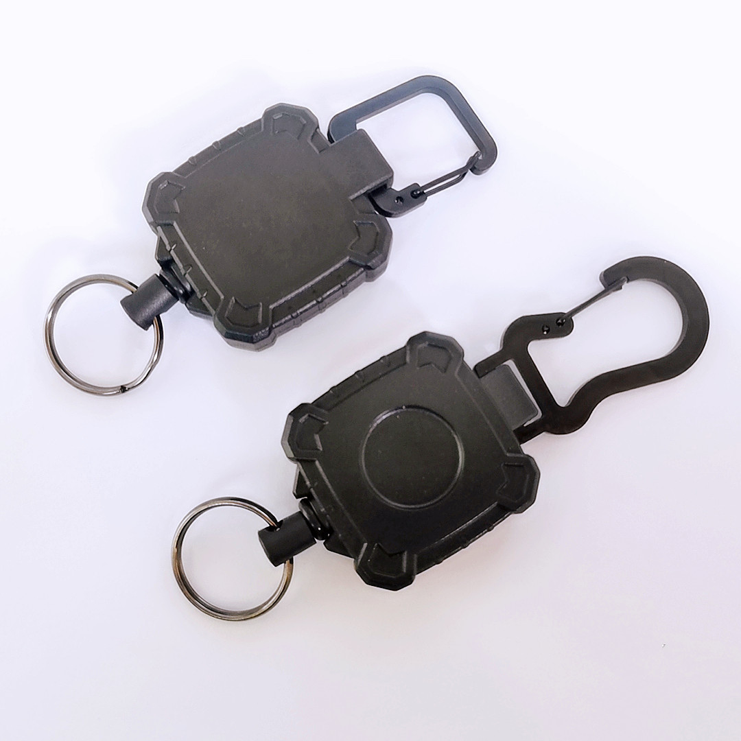 Picture of Cross-border black heavy-duty easy-pull buckle anti-theft steel wire rope retractable mountaineering keychain outdoor ABS square buckle LOOG