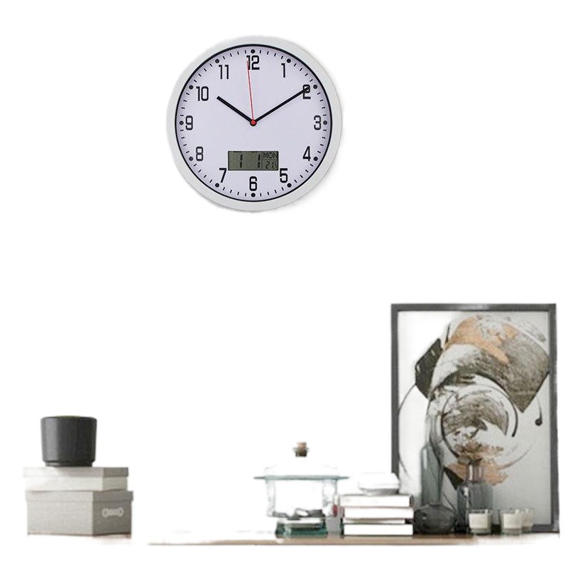 10-inch creative living room wall clock plastic electronic clock Wall Watch household simple LCD hygrometer Wall watch