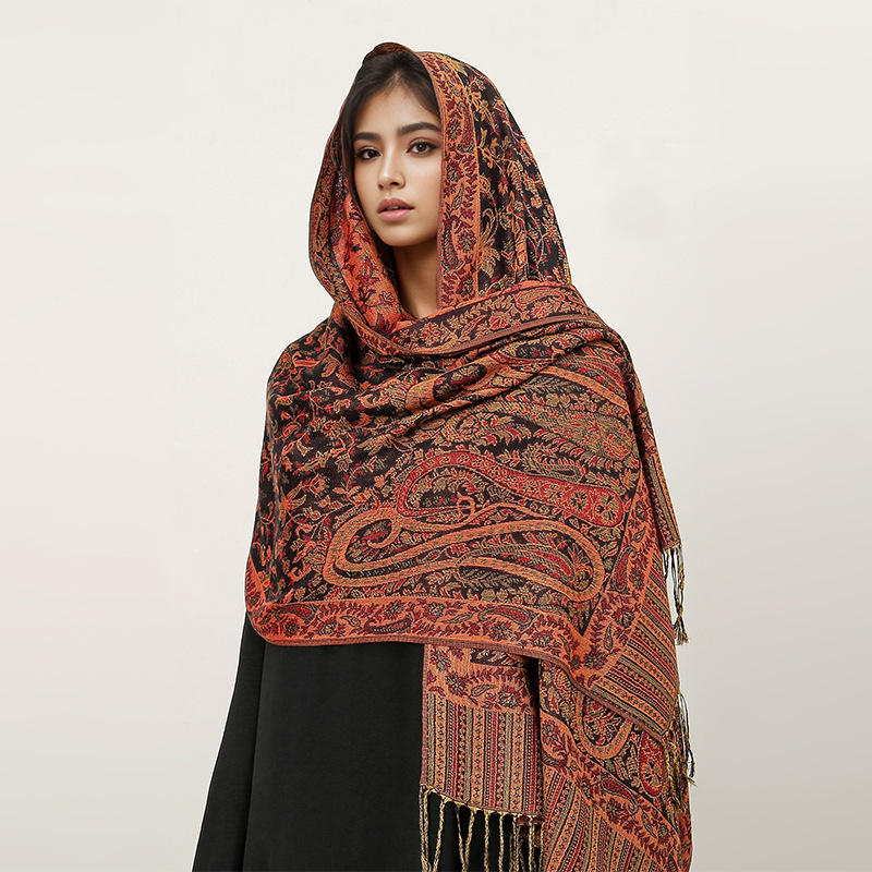 Picture of 2025 Cross-Border New Imitation Cashmere Scarf Ethnic Style Scarf Shawl Cashew Flower Accessible Luxury High-End Tassel Scarf