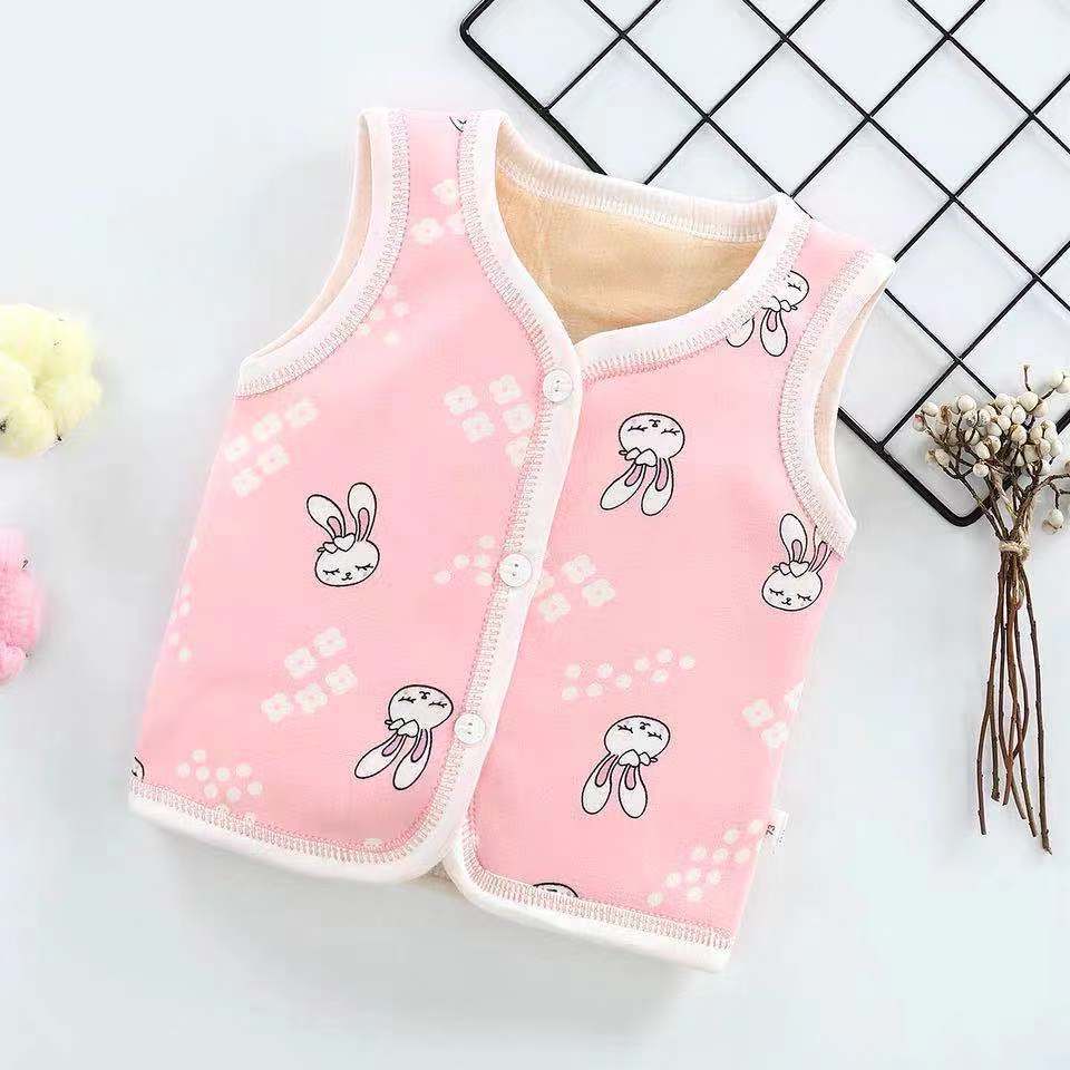 Picture of Spring New Children's Velvet Vest Baby Thickened Vest Cardigan Warm Waistcoat Baby Bottoming Top