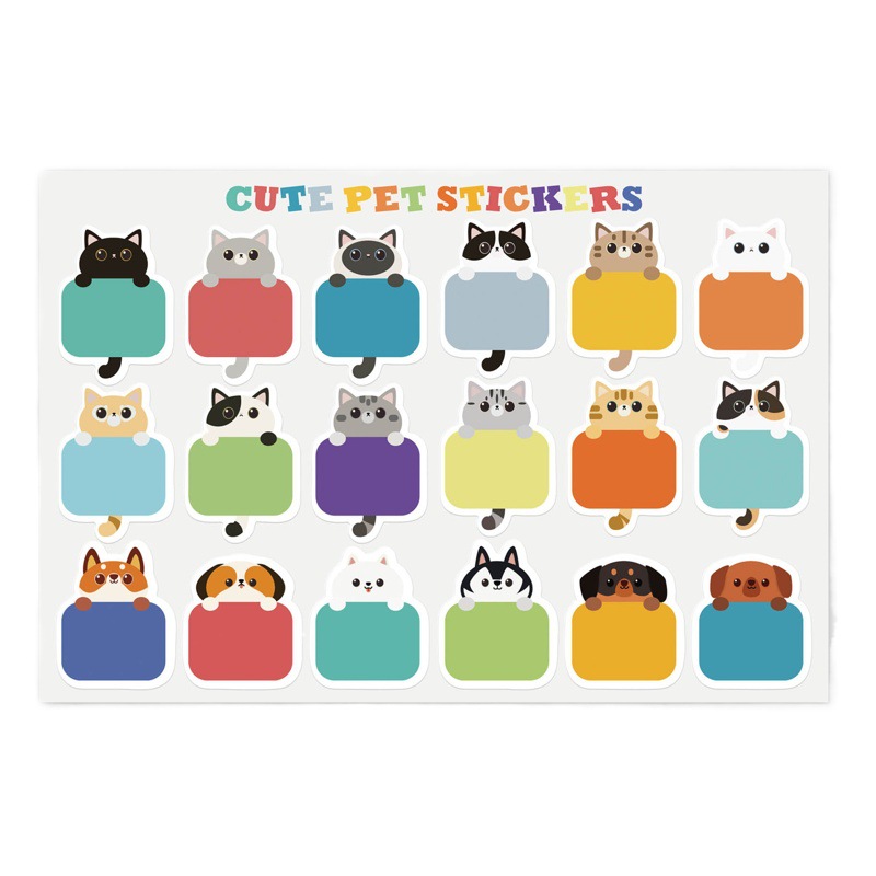 Cross-border wholesale cute cat name stickers 18 designs waterproof stickers children stickers stationery stickers