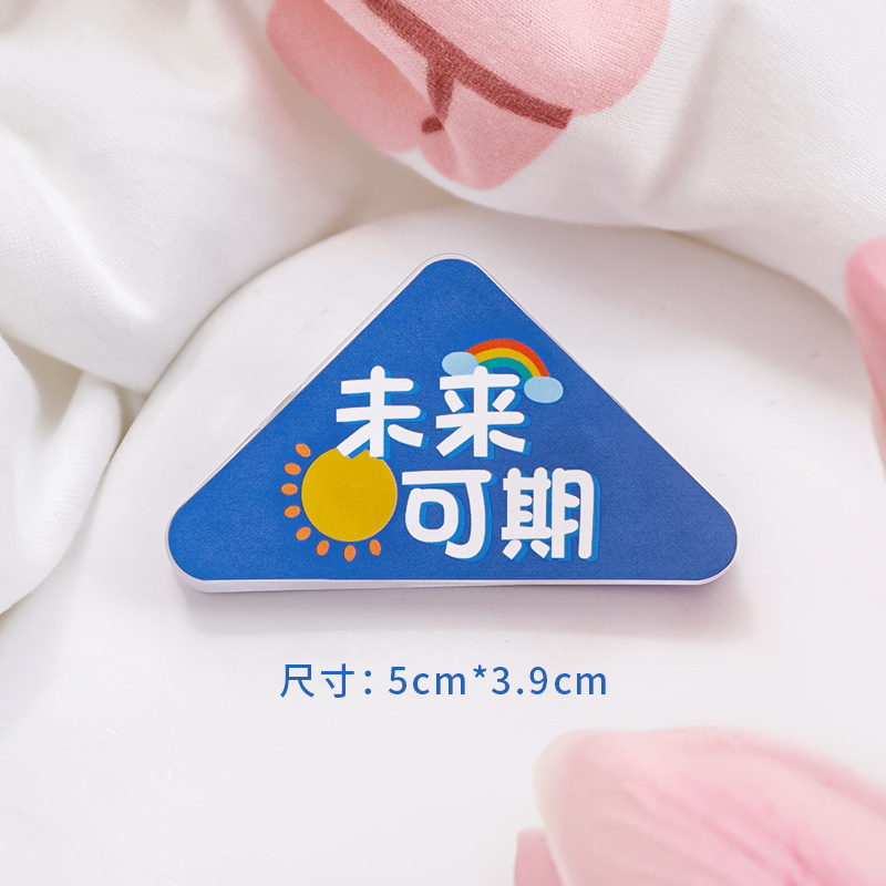 Picture of Creative inspirational text triangle clip student pp note clip acrylic document anti-roll clip test paper storage corner clip