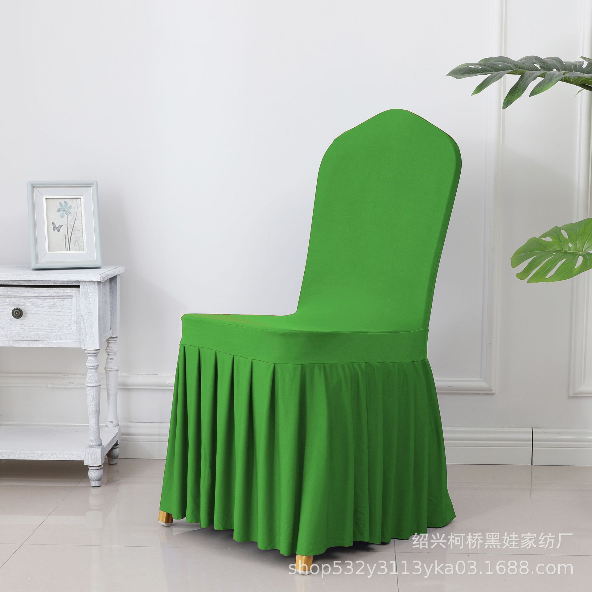 Picture of Chair Cover Thickened Stretch Pleated Skirt Dining Chair Cover Hotel Wedding Banquet Event Stool Cover Hotel Cloth