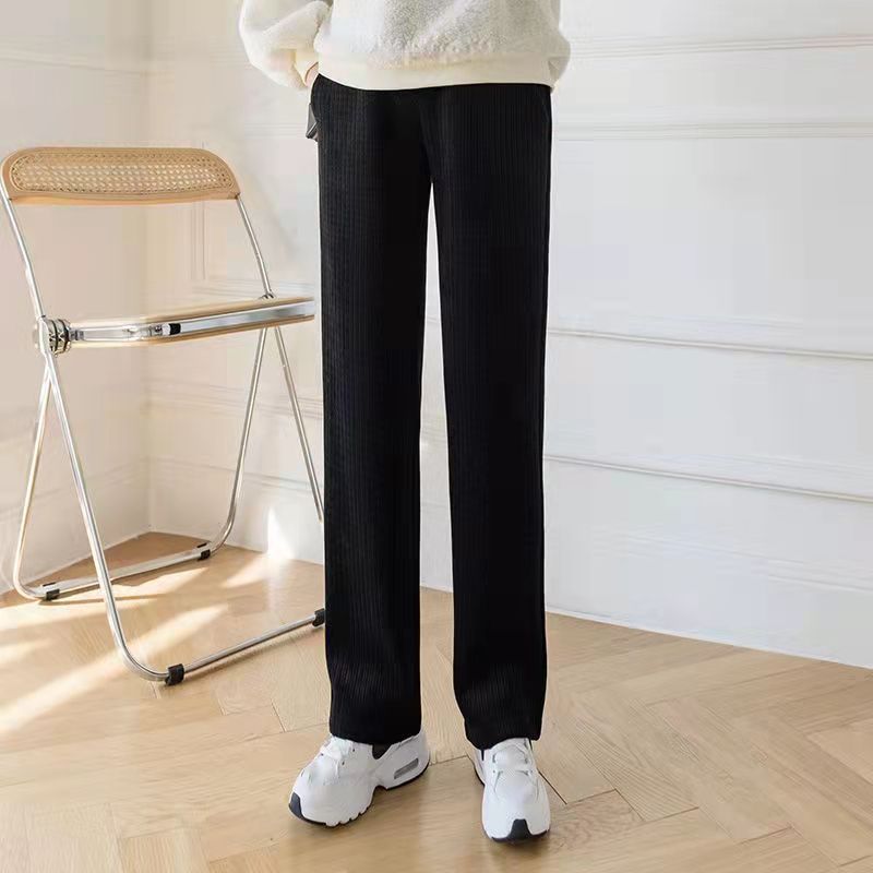 Picture of Autumn and winter pregnant women warm belly pants subnet red plus size outer wear pants fleece-lined loose slim wide leg pants fashion