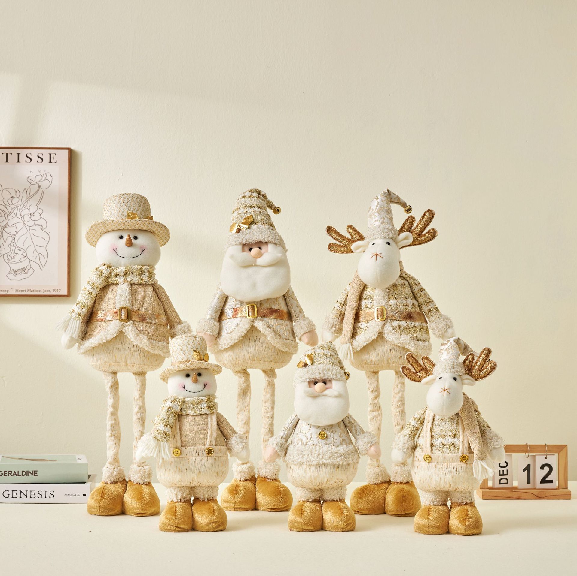 Christmas Old Man Snowman Elk Ornaments Telescopic Leg Doll Nordic Style Christmas Home Decorations Gift