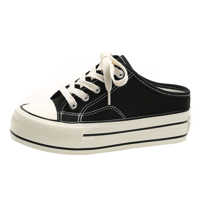 Picture of Half-drag heightening canvas shoes women's shoes 2023 new spring and summer versatile muffin thick-soled heightening half-drag skate shoes