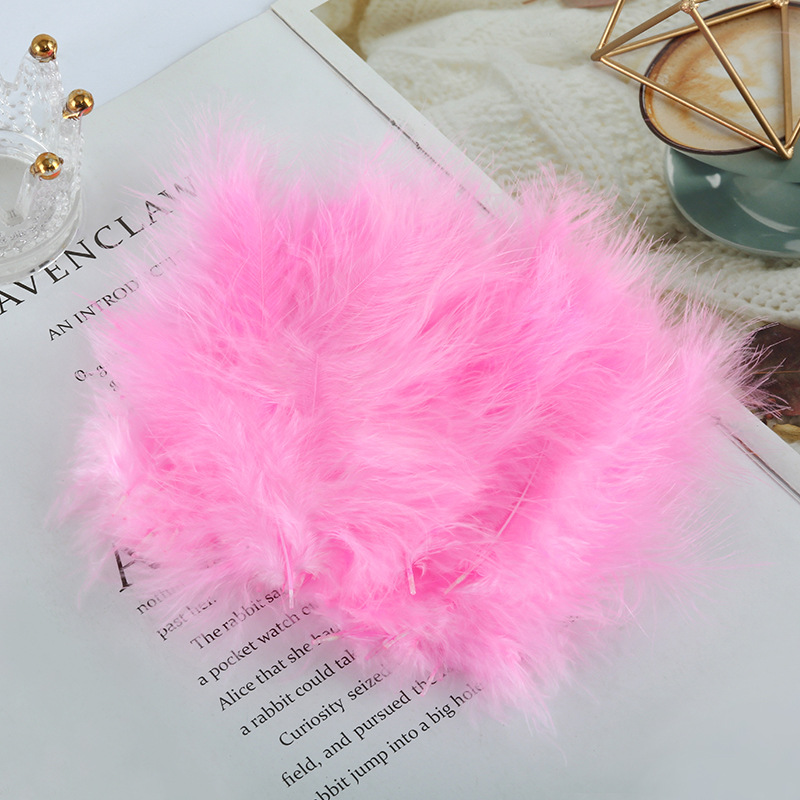 Picture of Feather decoration color turkey feather pointed tail velvet dream catcher net material wave ball gift box filler shooting props