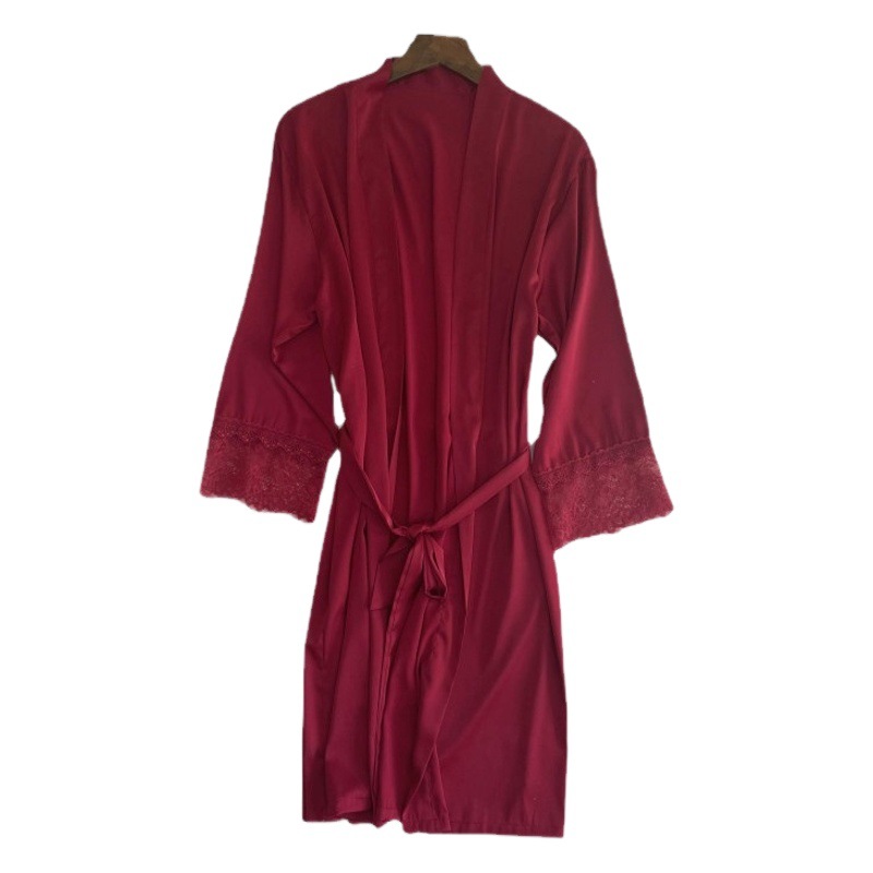 2022 New Ladies Solid Color Summer Nightgown Silk One Piece Kimono Bath Cardigan Gown Pajamas Bride Bridesmaid of Honor
