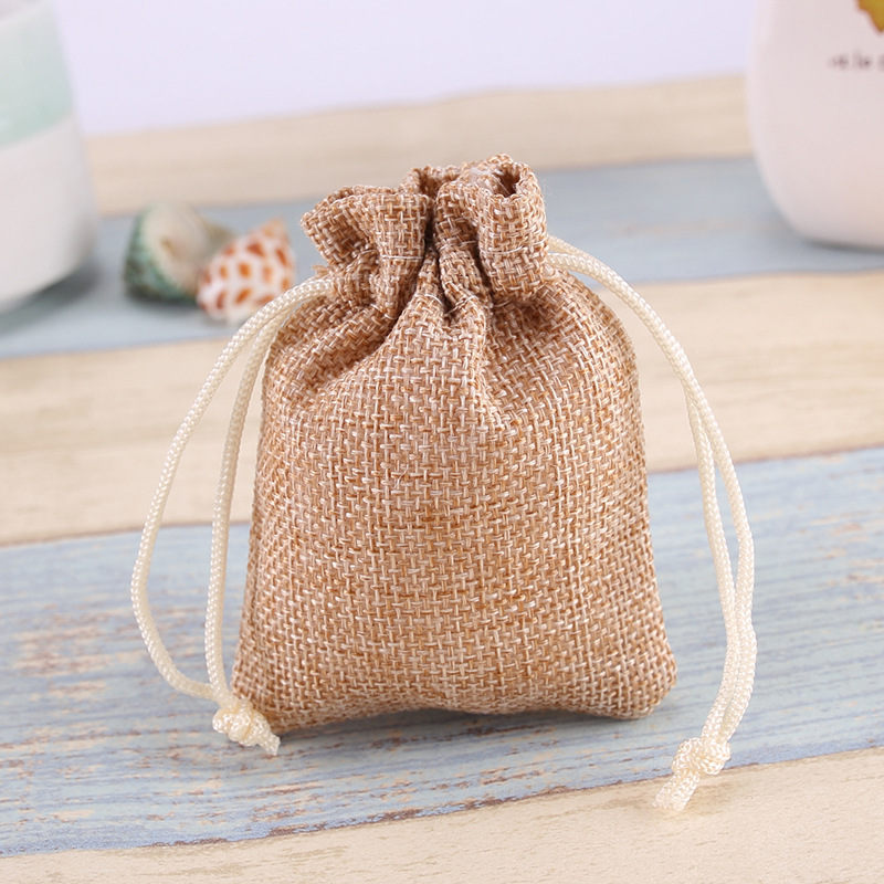 Picture of in stock wholesale hemp rope linen girdle gift bag drawstring imitation hemp gift packaging storage bag Christmas gift bag