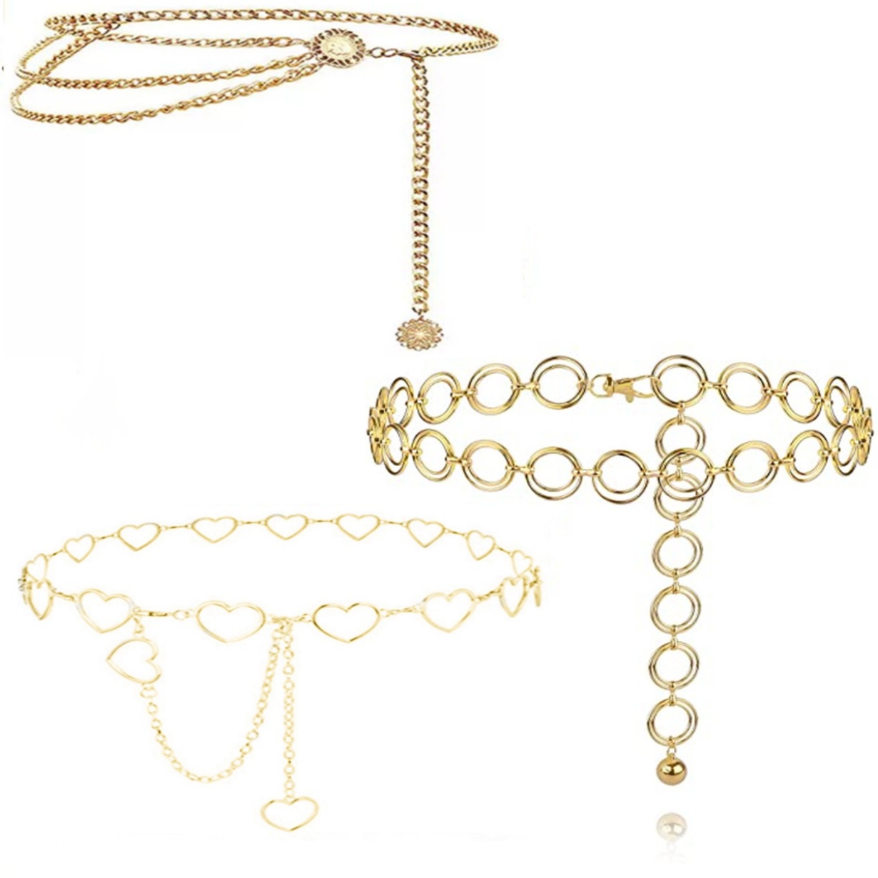 European and American Cross-Border Jewelry Metal Love Waist Chain Women's High-End Retro Sunflower Body Chain Accessories Production and Wholesale