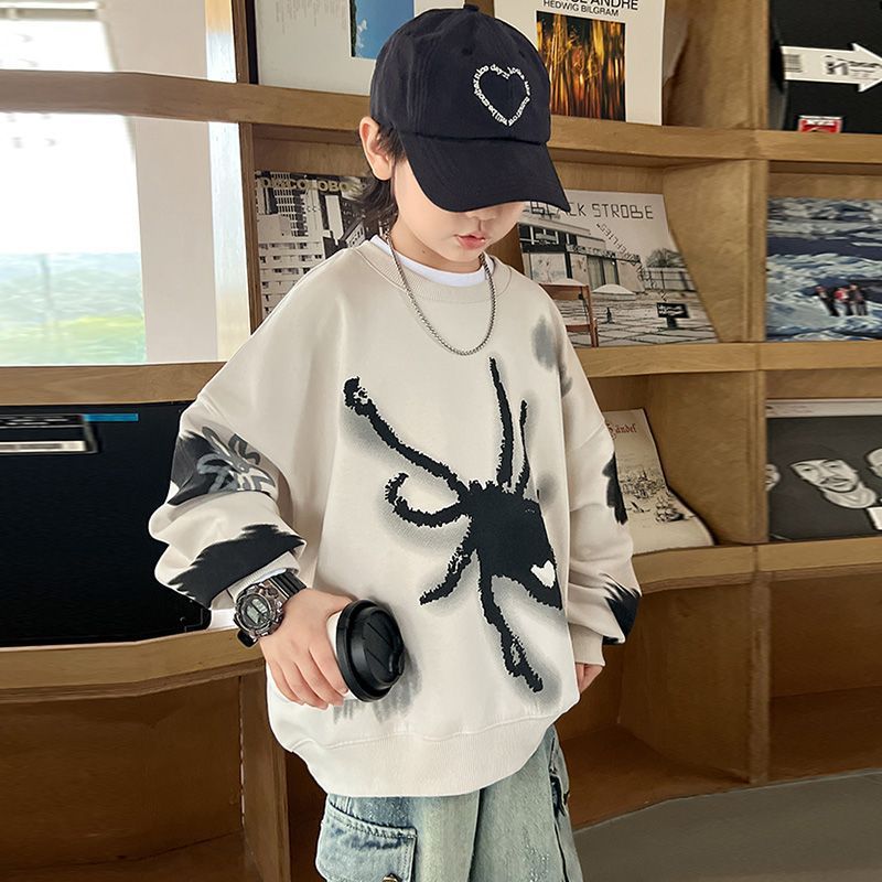 Picture of Children's Wear Boy's Autumn and Winter Wear Cartoon Printed Cool Handsome Trendy New Autumn Top Boy's Fried Street Middle and Big Boy