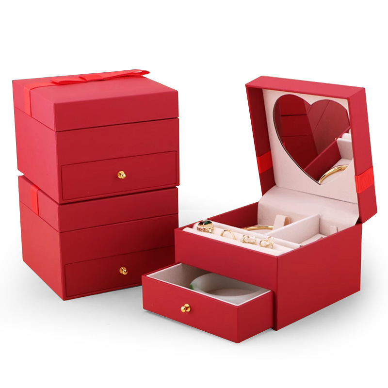 Three Gold Jewelry Box Engagement Gift Box Wedding Dowry Four Gold Bracelet Ring Necklace Storage Box
