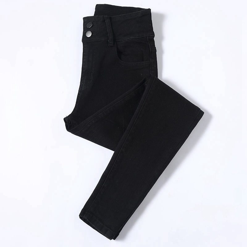 Picture of Stretch Jeans Women's High Waist Double Buckle Tight Pants New Spring Autumn and Winter Korean Style Slim-fit All-match Pencil Pants