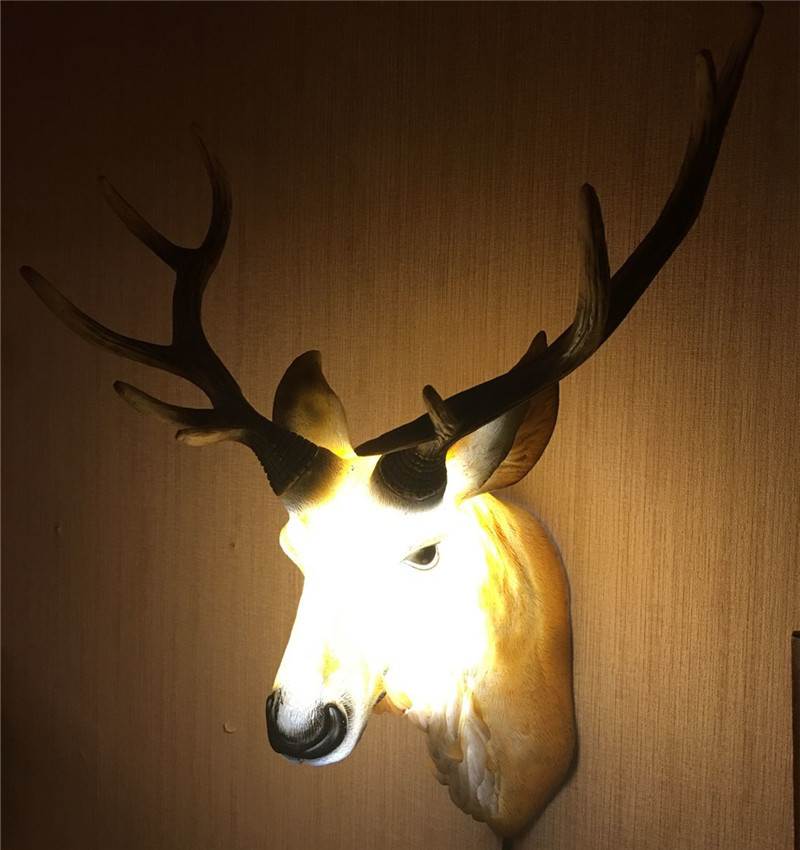 Nordic Living Room Home Decoration Wall Lamp Creative Lucky Deer Head Wall Hanging Light Luxury TV Wall Sofa Background Wall Wall Lamp