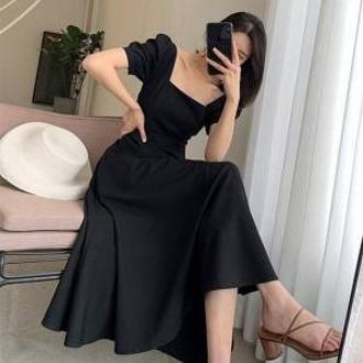 Picture of Dress 2025 Summer New Style Ins Tea Break Dress Elegant Off-Shoulder Knee-Length Hepburn Style Plus Size Little Black Dress