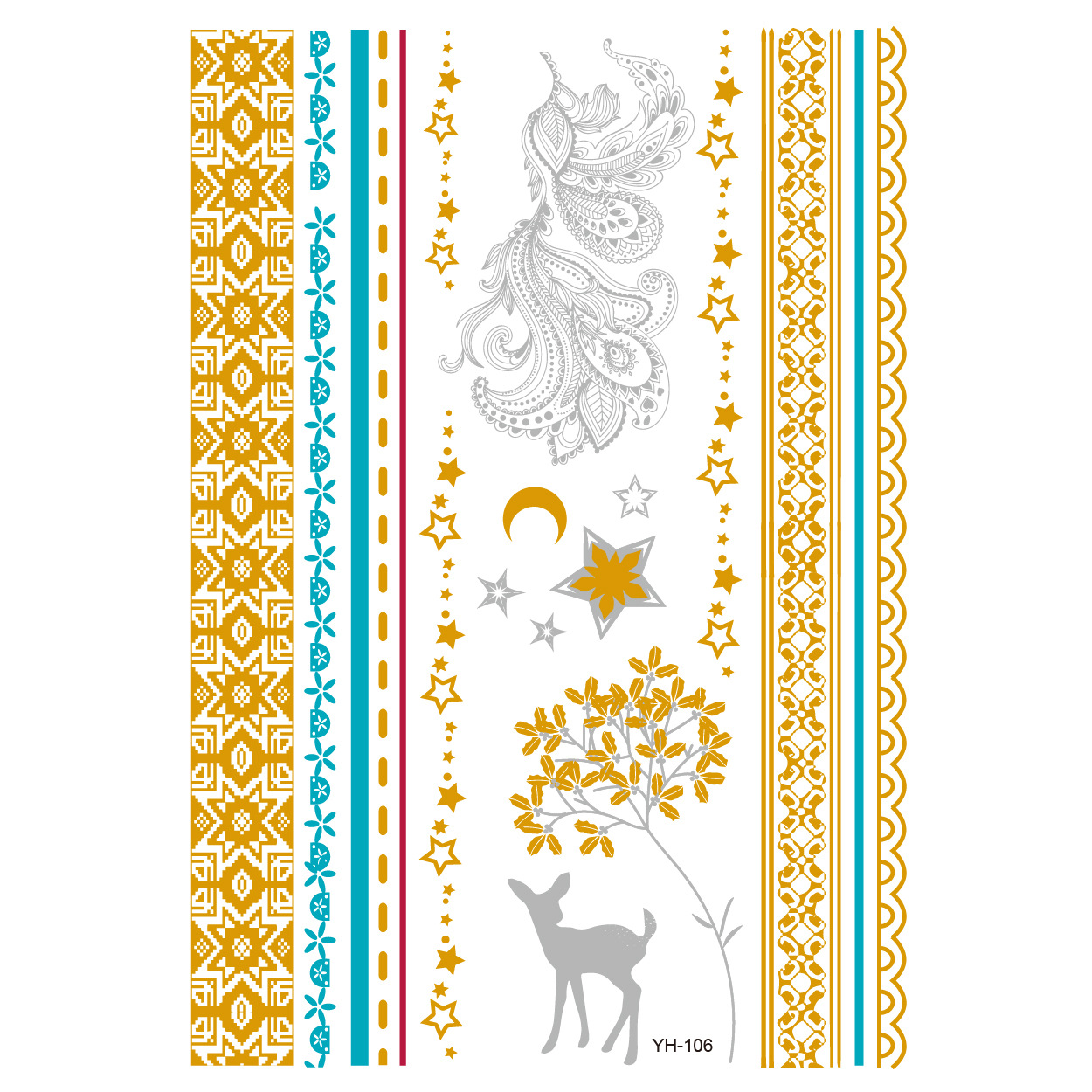 Picture of Bronzing tattoo stickers manufacturers in stock wholesale waterproof tattoo stickers fashion tattoo stickers