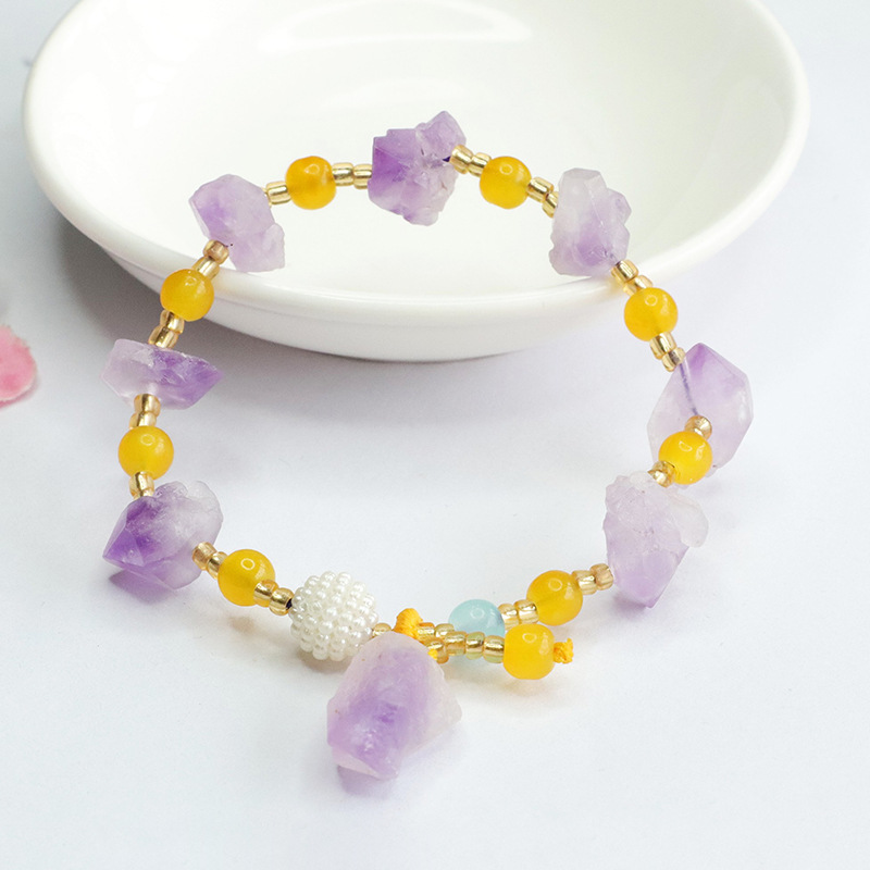 Picture of Attache Natural Amethyst Bracelet Colorful Treasure Raw Stone Bracelet Nine Purple Fire Factory Wholesale Behalf of CB 4033102