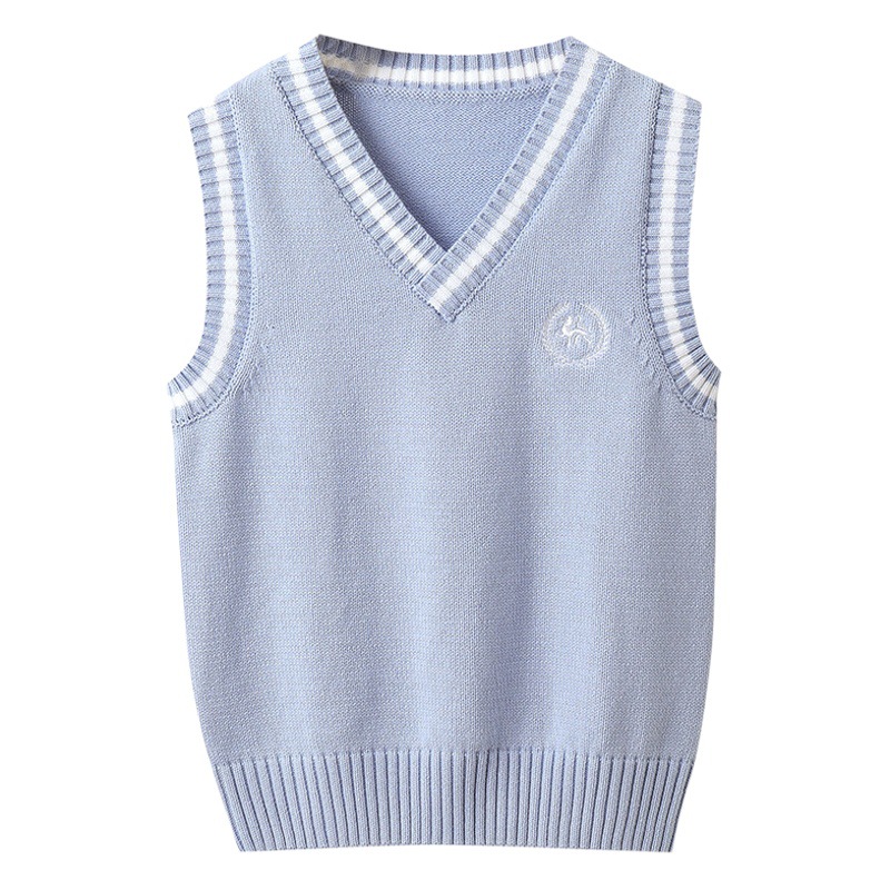 Children's Knitted Vest Spring & Fall Kindergarten Primary and Secondary School Uniforms Boys and Girls Pullover Preppy Style Sweater Vest