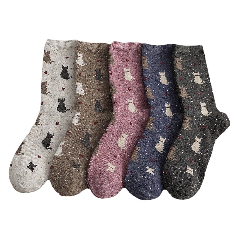 Japanese retro little cat girls socks cute kitten back socks piled socks