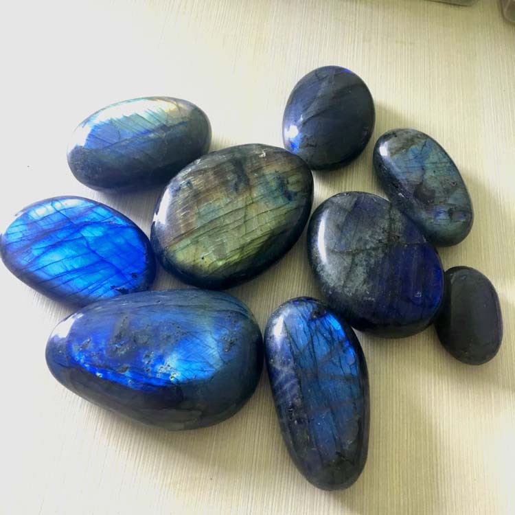 Natural Blue Moonstone handle toys labradorite handle rare stone ornamental stone rainbow light labradorite handle ornaments