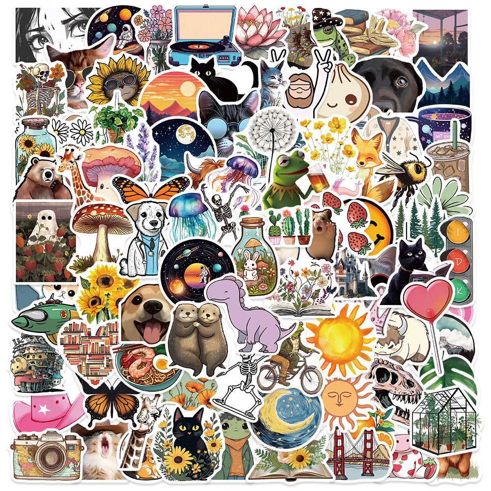 100 original Amazon popular cartoon water cup stickers personalized graffiti laptop mobile phone skateboard stickers